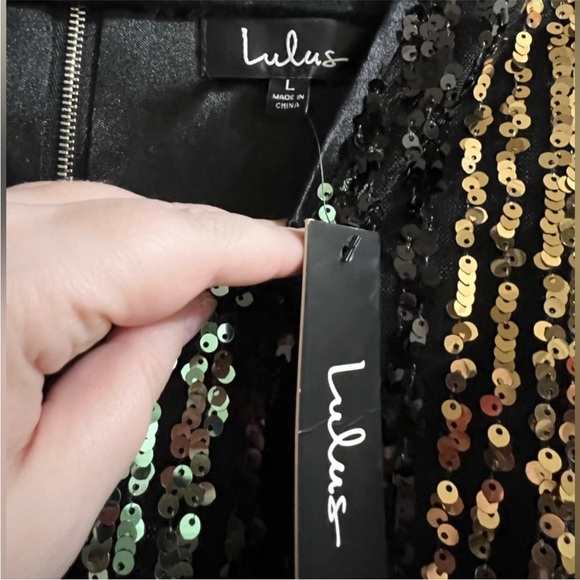 Black Firework Wonders Multi Color Striped Sequin Shift Dress, fully lined, NWT - Picture 10 of 10